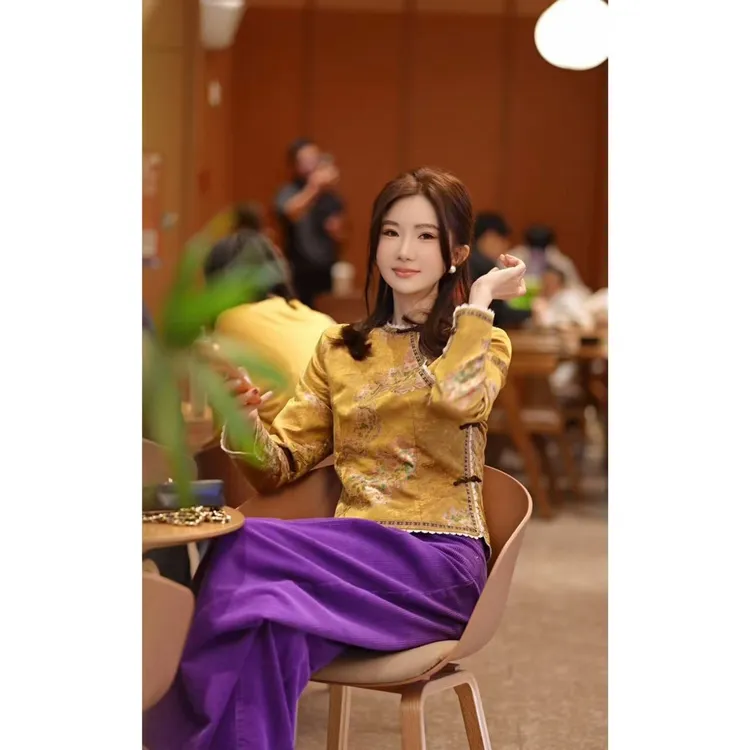 yiyiya.Guo艺艺吖【烟雨瑶】新款真丝宋锦斜襟提花上衣120037SS52