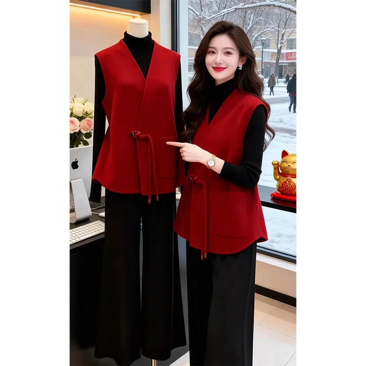 简约风设计感马甲外套女2025冬季潮流小众洋气慵懒风显瘦纯色衣服