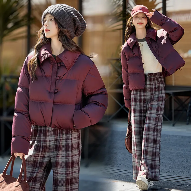 高级感短款羽绒服女装2025冬季新款小个子90白鸭绒面包服保暖外套