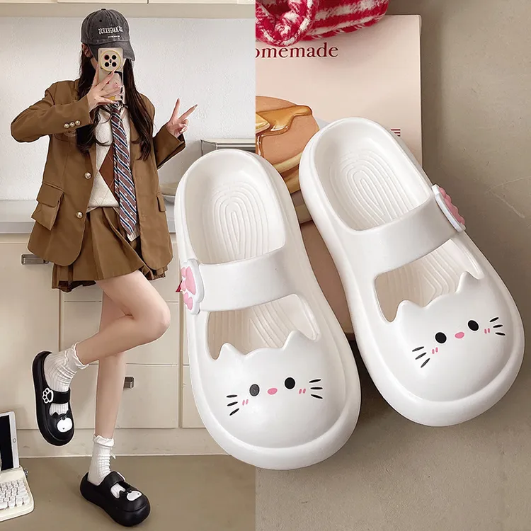 凉拖鞋女2025夏季新款外穿猫咪厚底踩屎感防滑包头凉拖鞋潮