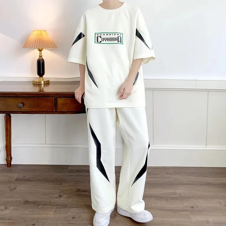 男士夏季青少年运动短袖套装男时尚休闲潮流痞帅学生男装两件套
