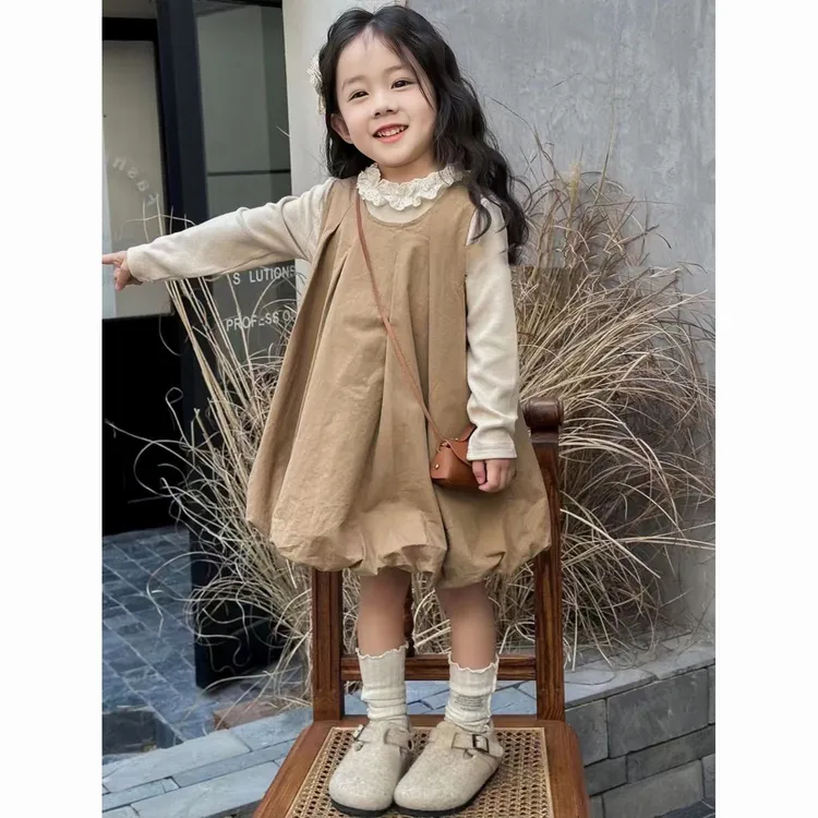 女童花苞韩版两件套连衣裙春秋秋季新款儿童洋气宝宝可爱套装