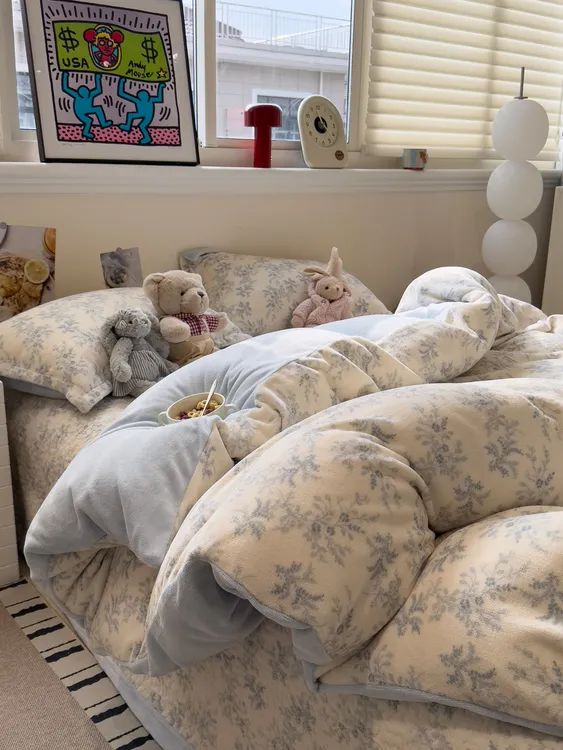 【顺丰包邮】牛奶绒床盖款四件套床品套件秋冬季保暖不滑不跑不静电