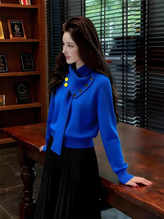 高领毛衣女款爆款2025新款洋气高贵上衣秋冬款小众慵懒潮流休闲服