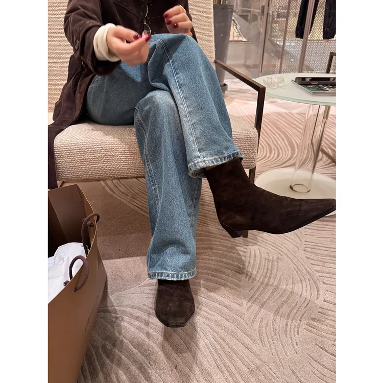 KEEP KAPU靠谱【经典裸靴】羊猄皮真皮底小踝靴粗跟短靴女KP253404