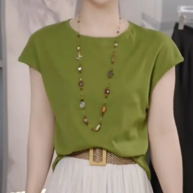 2025夏季新款短袖气质酷感圆领时尚女上衣LK2503677