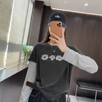IMFLY金小金自制女装 莱赛尔T恤DYW9693早秋条纹长袖假两件打底衫