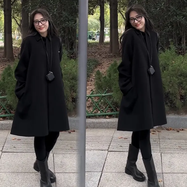 2025秋冬新款时尚显瘦气质网红高档洋气女高级百搭宽松毛呢外套潮