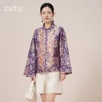 序缇新中式100%桑蚕丝蜀锦非遗上衣女秋季新款外套H223-22008