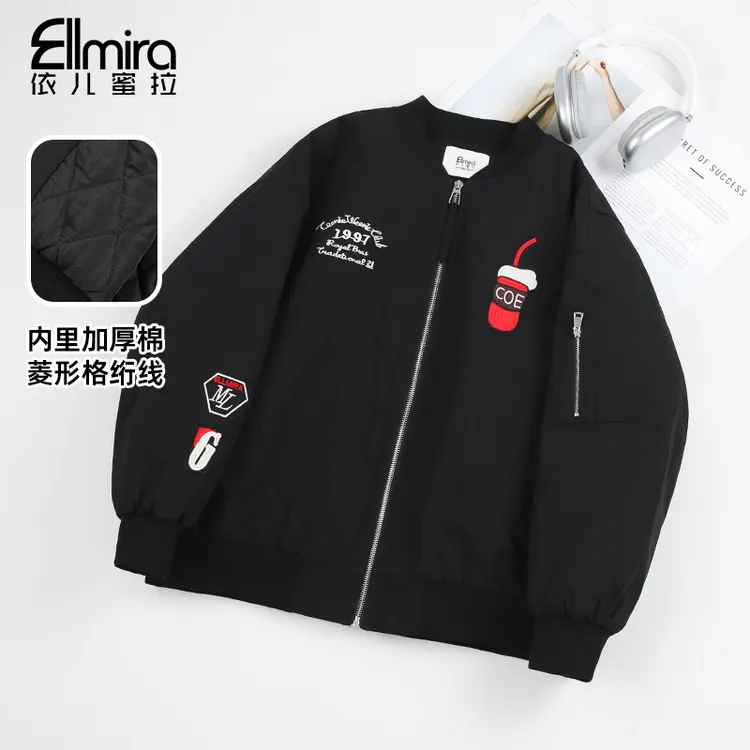 【燕宁】9577女童棒球服秋冬夹棉外套时尚大童休闲潮