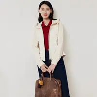 【王雪糕专属】firststation休闲异料拼接修身短款羽绒服女Y101A
