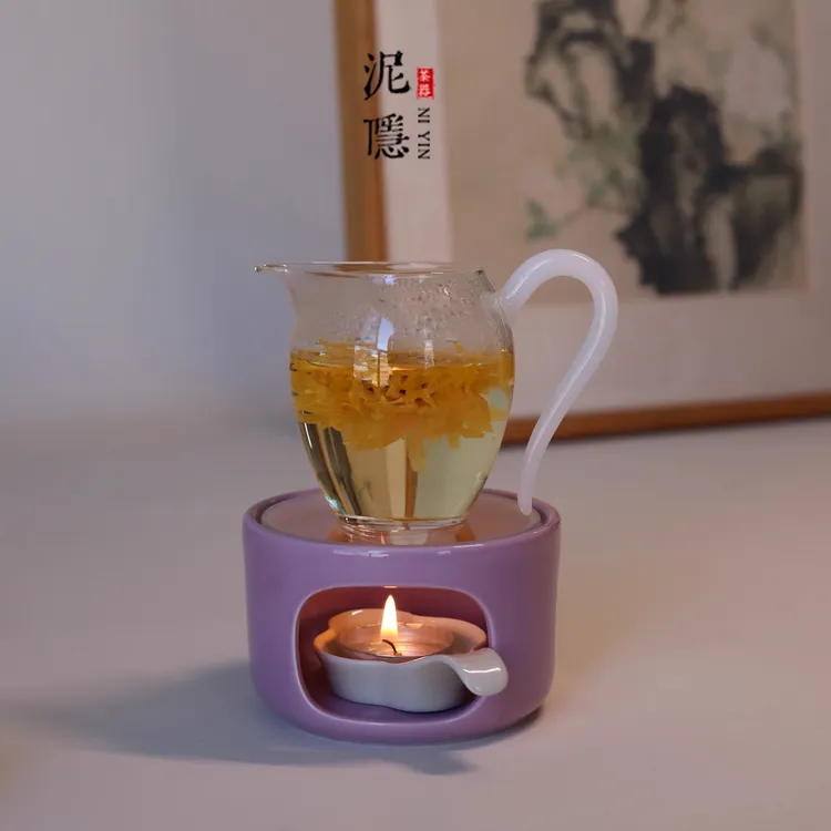 泥隐釉下彩草木灰温茶炉围炉煮茶家用简约蜡烛温茶底座茶道零配件