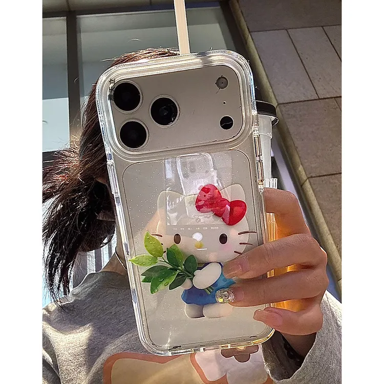 柚子叶好运凯蒂猫适用苹果17闪粉手机壳16华为vivoppo小米15软13