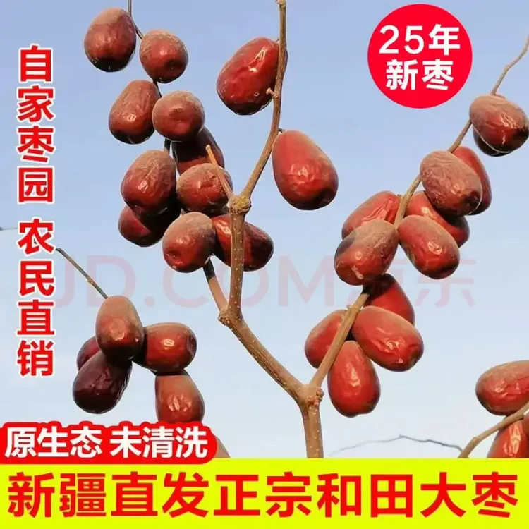 2025年原生态新疆和田大枣特级-1级自然吊干带土带沙和田大枣