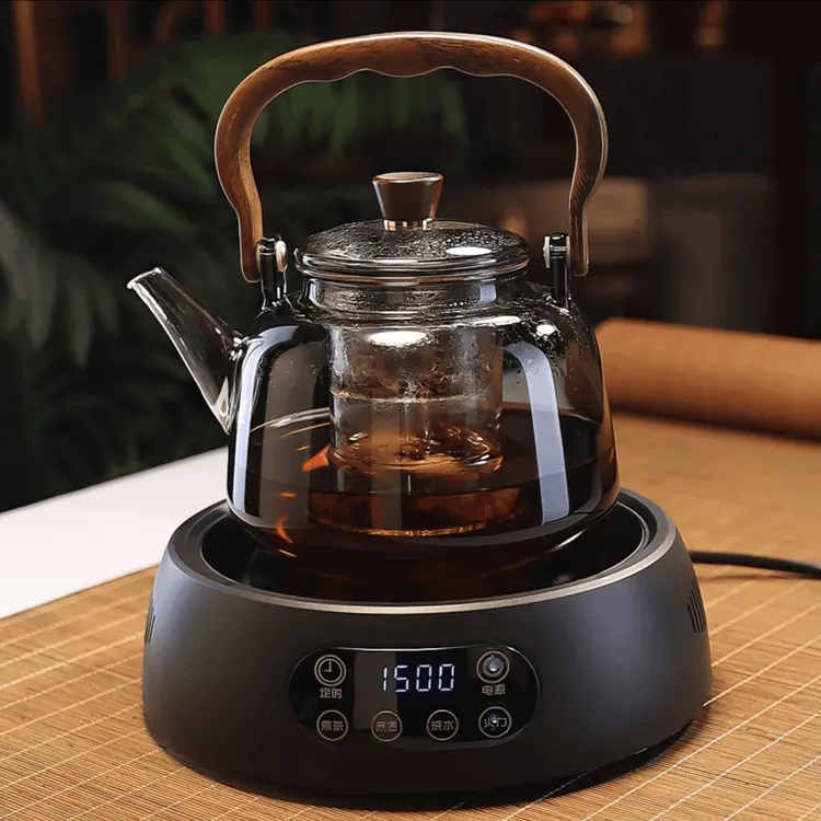 木把玻璃提梁壶家用小型电陶炉煮茶器烧水壶大容量保温玻璃茶壶
