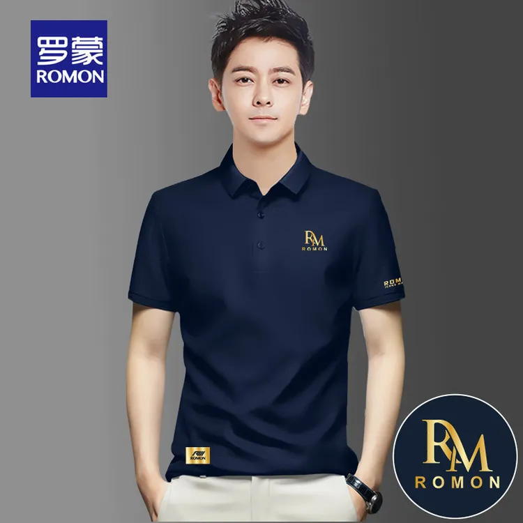 罗蒙品牌桑蚕丝短袖t恤男装POLO衫夏季2025新款商务休闲体恤翻领