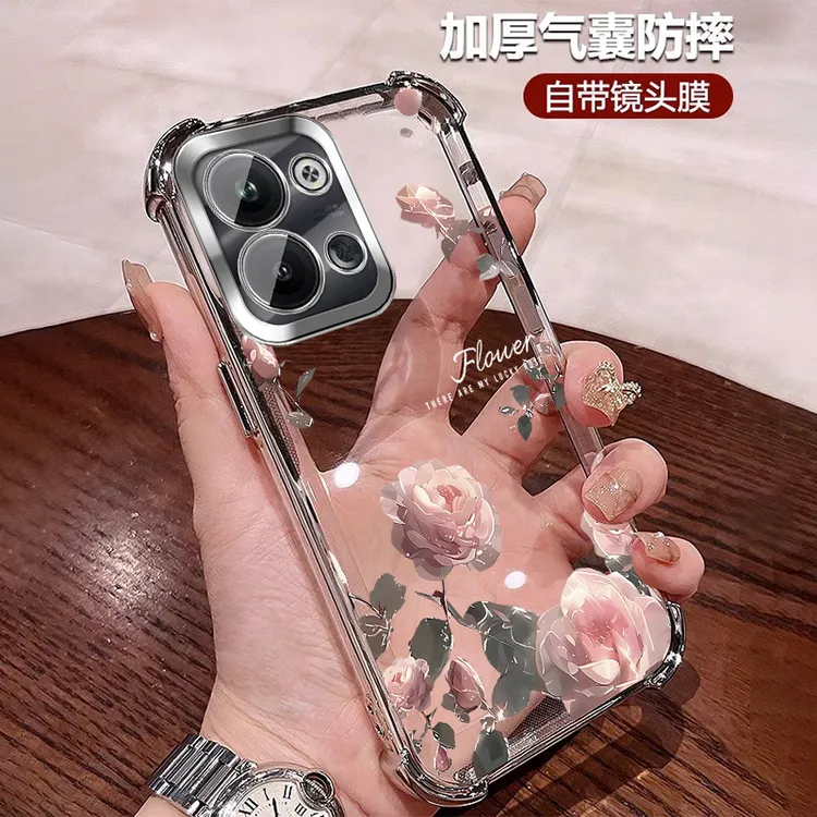 公主风适用opporeno9pro手机壳ins防摔气囊Reno9轻奢小众全包护镜