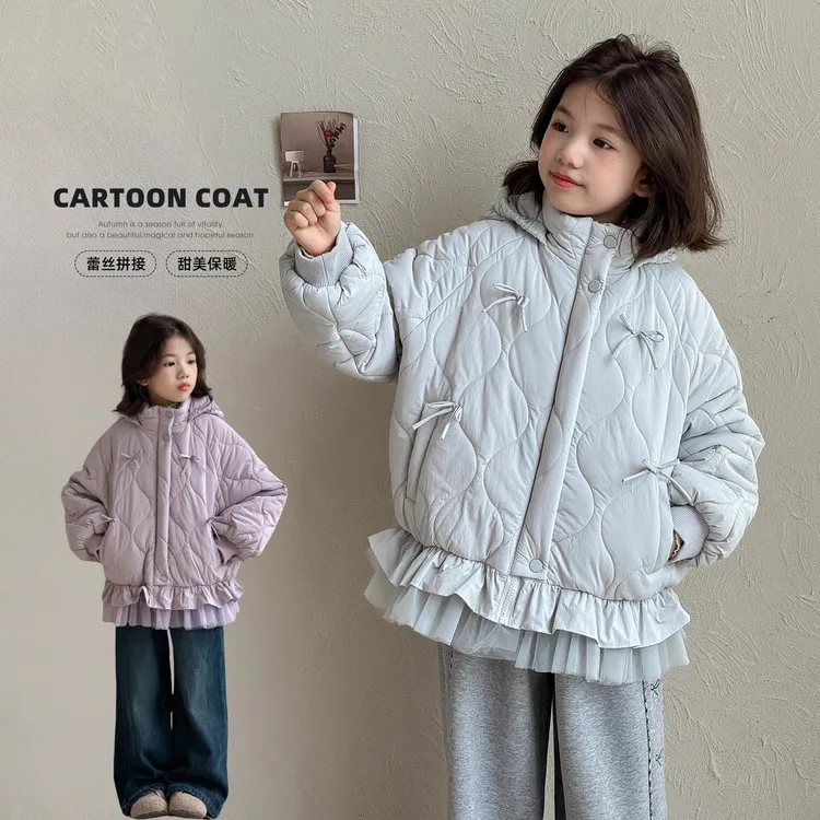 女童棉服秋冬2025新款洋气童装女孩冬装夹棉加绒加厚外套儿童棉衣