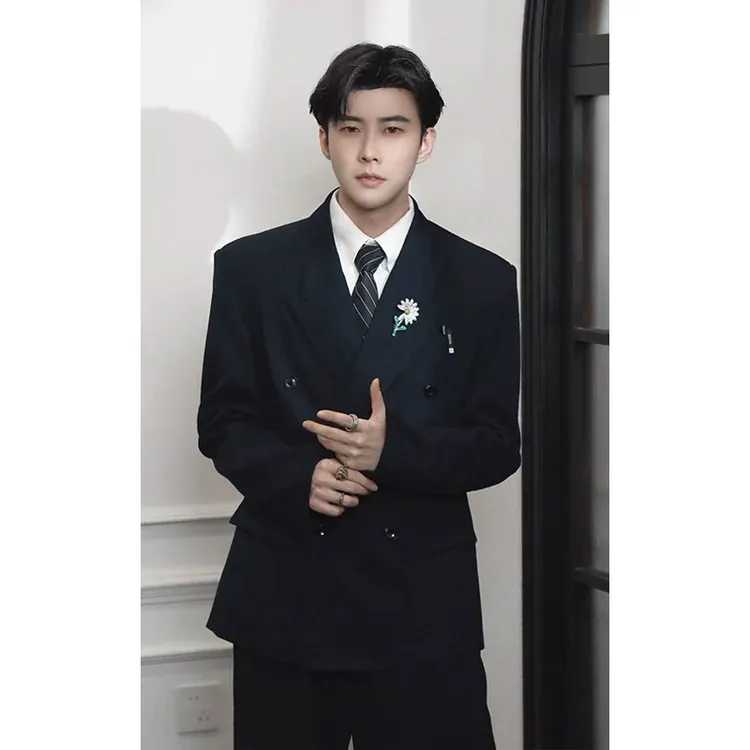 权志龙同款藏青色西装外套男款秋季韩系气质一整套ootd穿搭套装潮