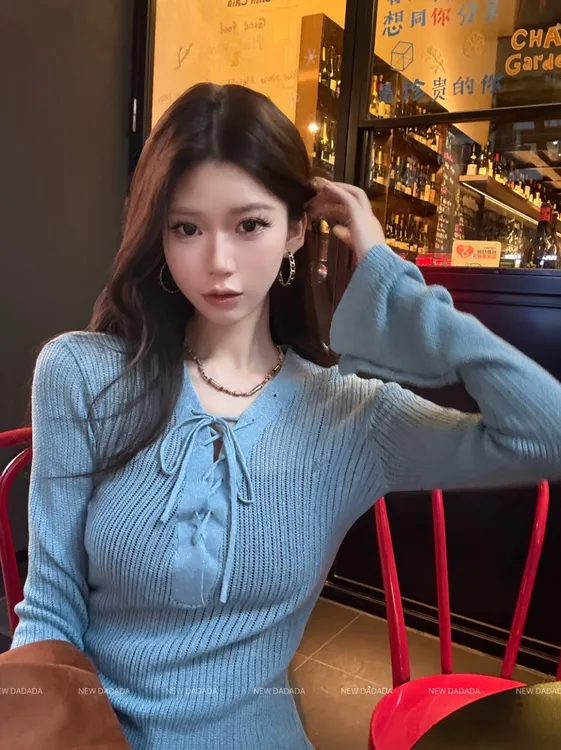 利达 NEW DADADA显瘦气质长袖时尚简约高级百搭针织上衣CPZ1412