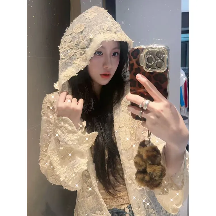 魏婉婉暮光之城法式纯欲风女连帽防晒开衫小众不撞款新款蕾丝外套