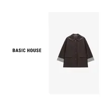 Basic House/百家好秋季新款简约静奢设计袖口PU外套-B0625B5KCJ2