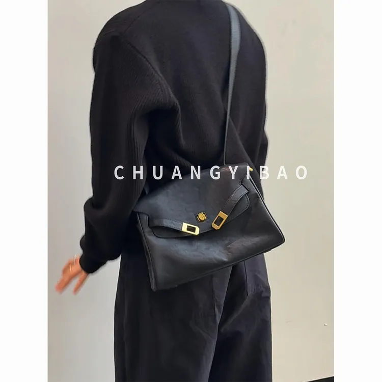 简约公文包包女式2025新款高级感轻奢小众凯莉包通勤手提包斜挎包