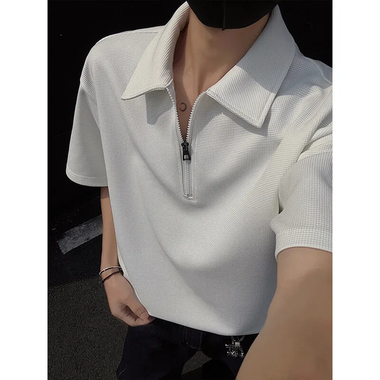 韩版潮牌华夫格百搭短袖T恤男士夏季潮夏男士170胖子男生裤子