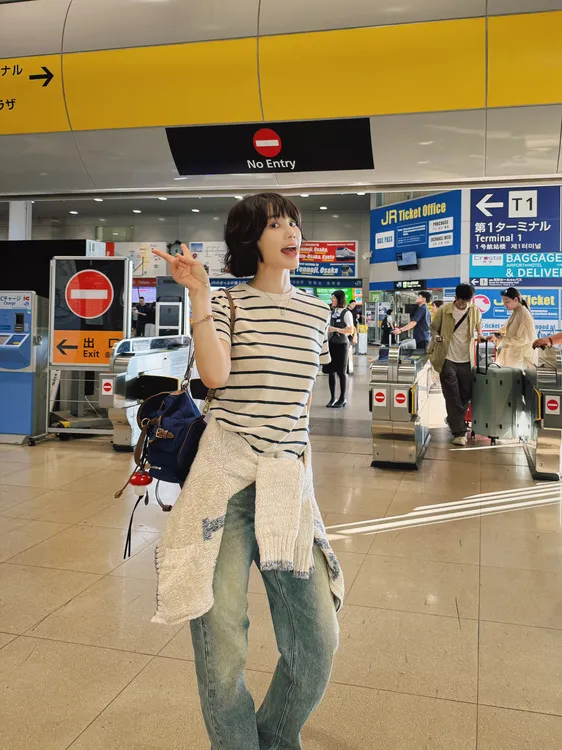 NorthMing fish「简纹」经典航海系撞色条纹桑蚕丝亚麻短袖