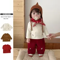 T25D21冬季新款韩系时尚百搭休闲婴幼儿宝宝套头长袖口袋打底衫