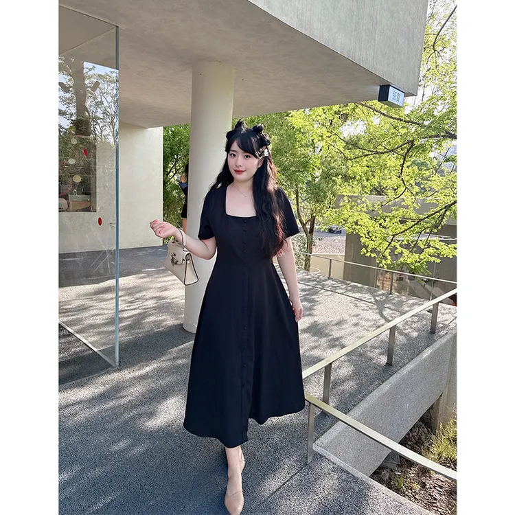 码加加现货51293宽松胖mm年夏季新款显瘦法式气质大码连衣裙