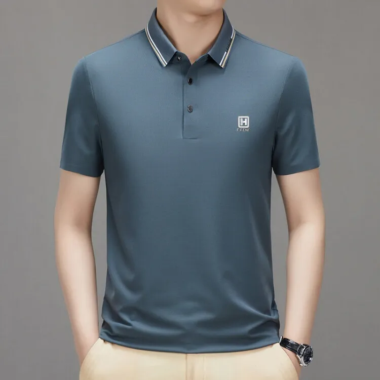 2025款夏季休闲舒适polo衫百搭修身翻领透气商务高级感半袖T恤衣 