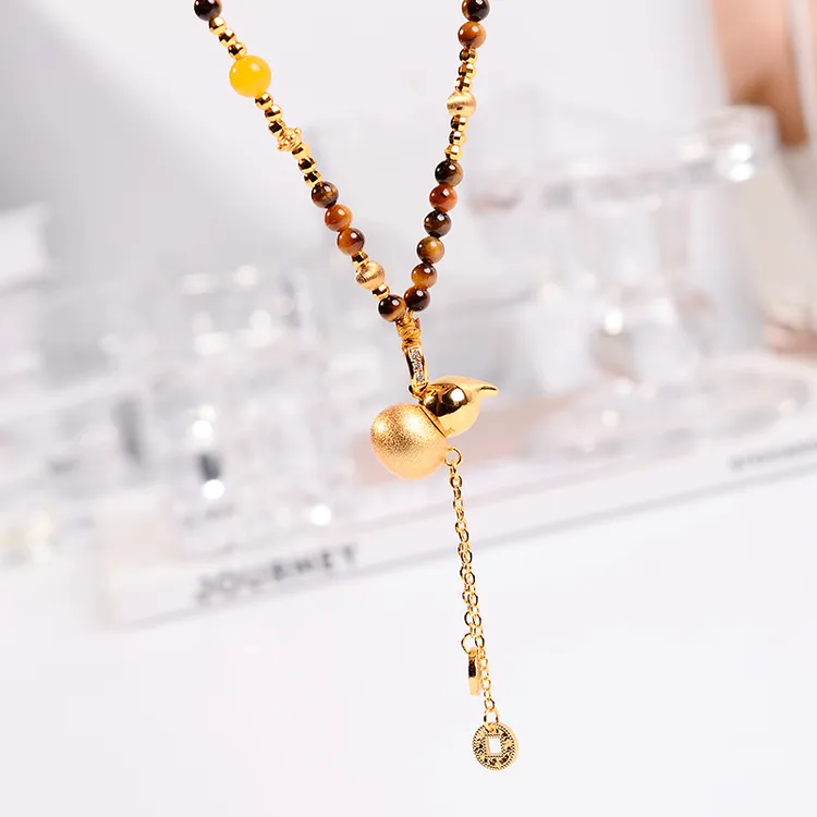 铜合金项链 新中式原创设计可打开葫芦项链女百搭高货毛衣链配饰