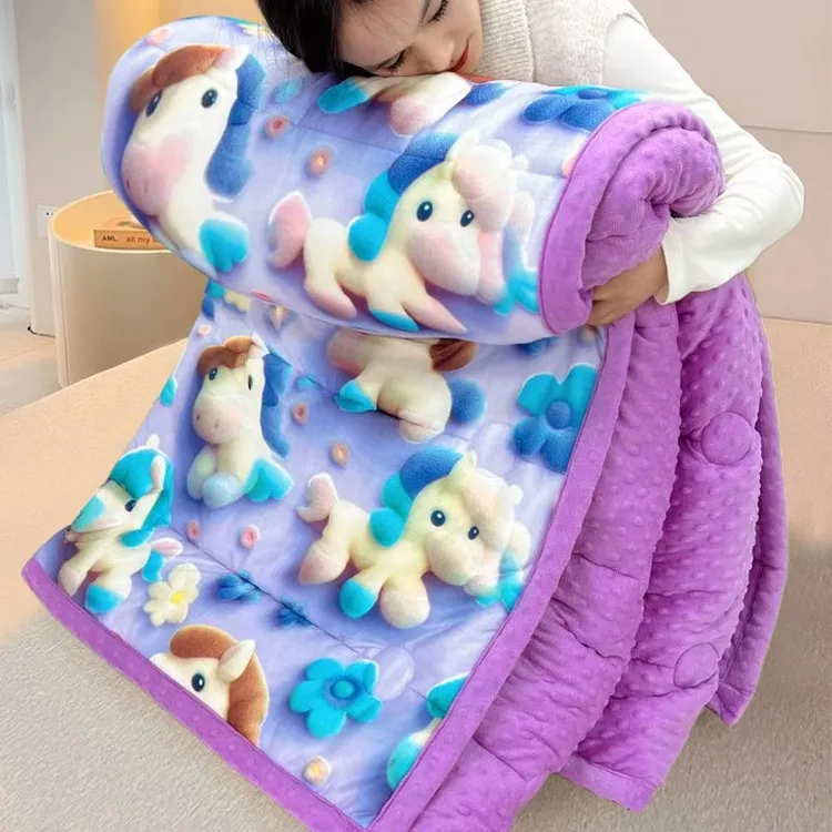 2025新款5D印花加厚豆豆绒单人被子 童梦奇驭