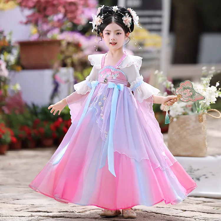 汉服女童夏季2025新款古装连衣裙儿童超仙中国风襦裙女孩古风唐装