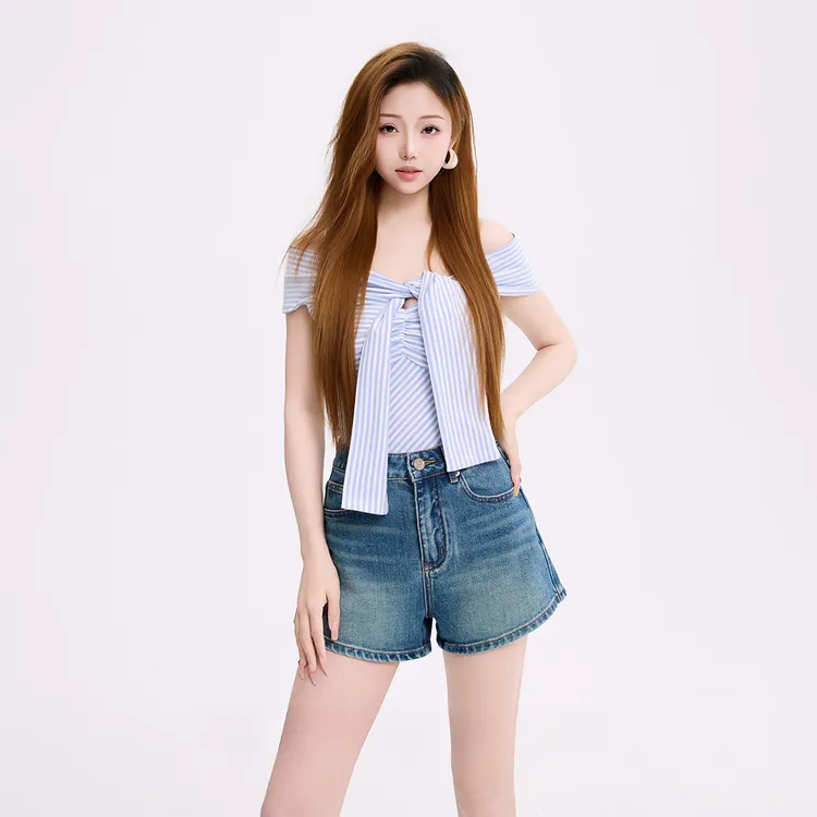 范斯玛高腰a字短裤女宽松薄款2025夏季新款阔腿热裤显瘦牛仔裤子