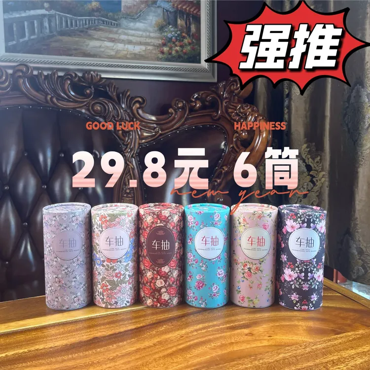 车抽6筒/高档折叠车载专用抽纸圆筒抽纸可爱欧式碎花