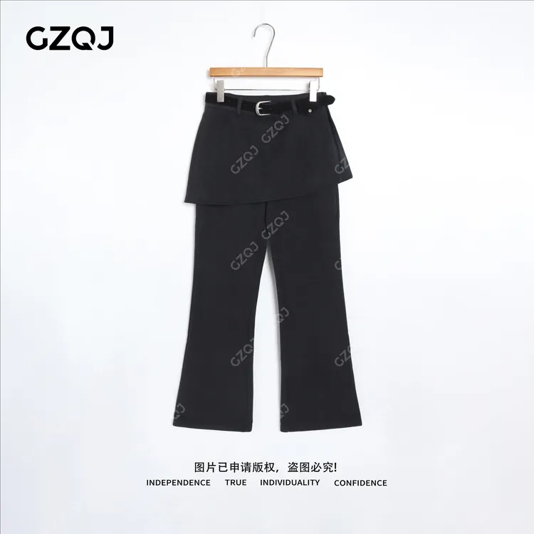 老琴私服【微喇屁帘裤】加绒爆款显瘦屁帘保暖喇叭裤子女冬款 08217