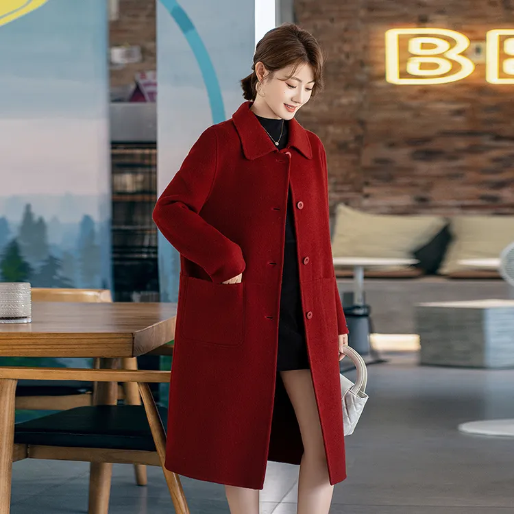 高档中年女装秋冬羊毛呢子大衣2025新款40岁50妈妈双面呢外套长款