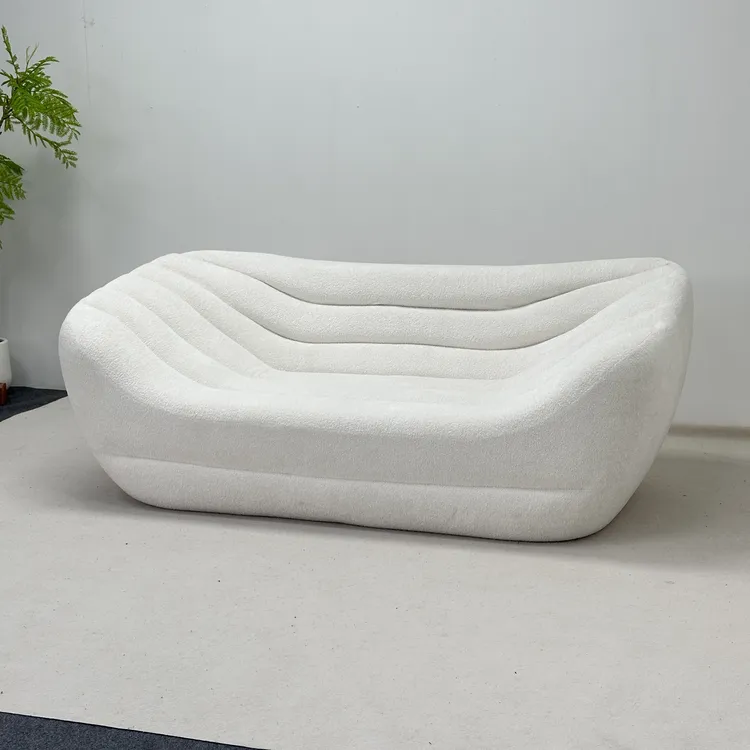 墨白熊猫布艺沙发雪羽压缩沙发獭兔绒面料高分子压缩棉客厅双人位