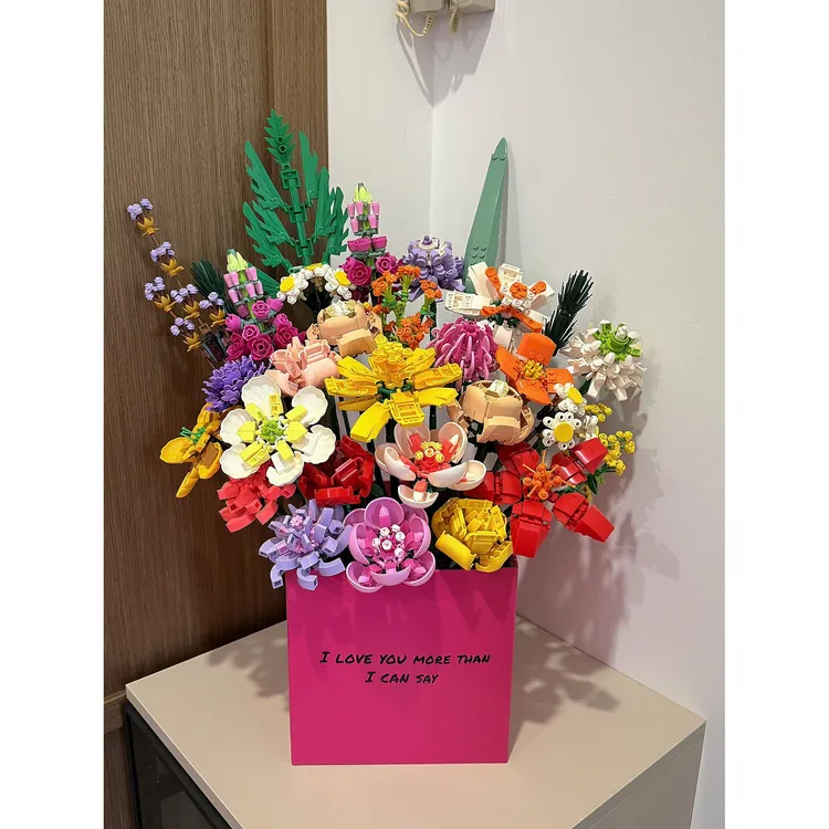 2025网红积木花束森宝摆件女生七夕情人节520母亲节生日礼物花语