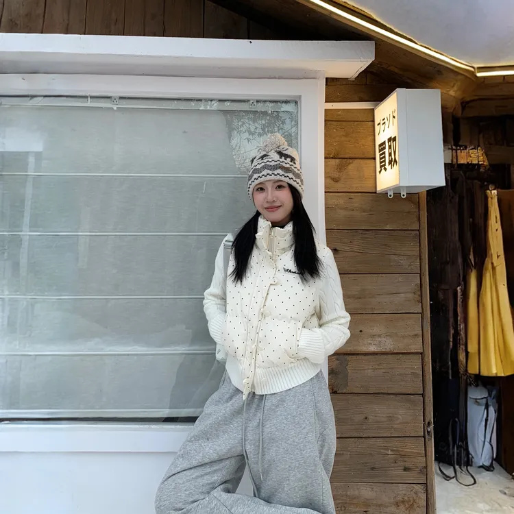 冬季新款假两件波点棉服外套女韩系加厚立领保暖棉袄修身短款棉衣