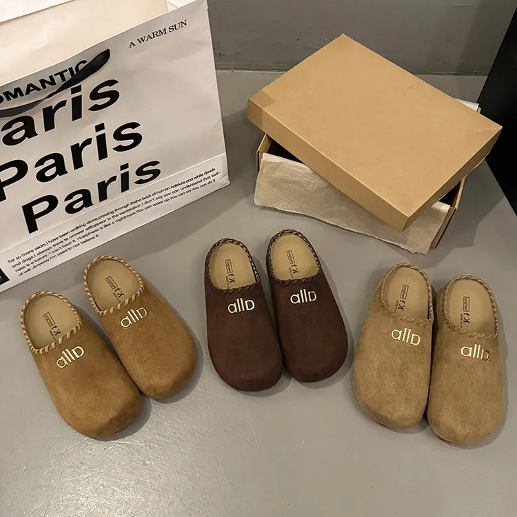 韩版超软厚底休闲时尚勃肯鞋外穿包头半拖鞋2025新款一脚蹬单鞋