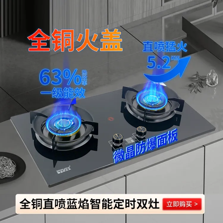 【新品补贴】臻品2025全铜火盖鸳鸯猛火灶燃气灶煤气灶双灶台式两用