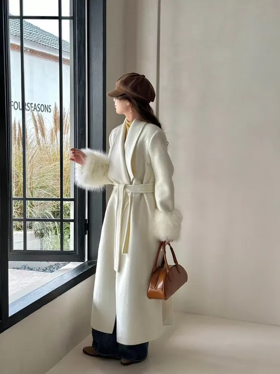 2025新款秋冬毛袖双面羊毛大翻领气质百搭显瘦时尚宽松高级女大衣