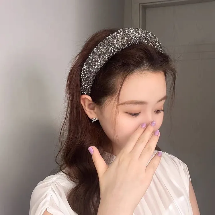 韩国东大门同款高品质气质款满钻珍珠增高颅顶发箍高级发卡女发饰