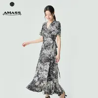 【二折商品，不退不换】阿玛施AMASS荷叶裙摆短袖连衣裙5500532
