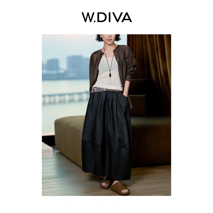 W.Diva【花苞裙】22姆米电力纺香云纱温润雅韵花苞裙半裙52K292238