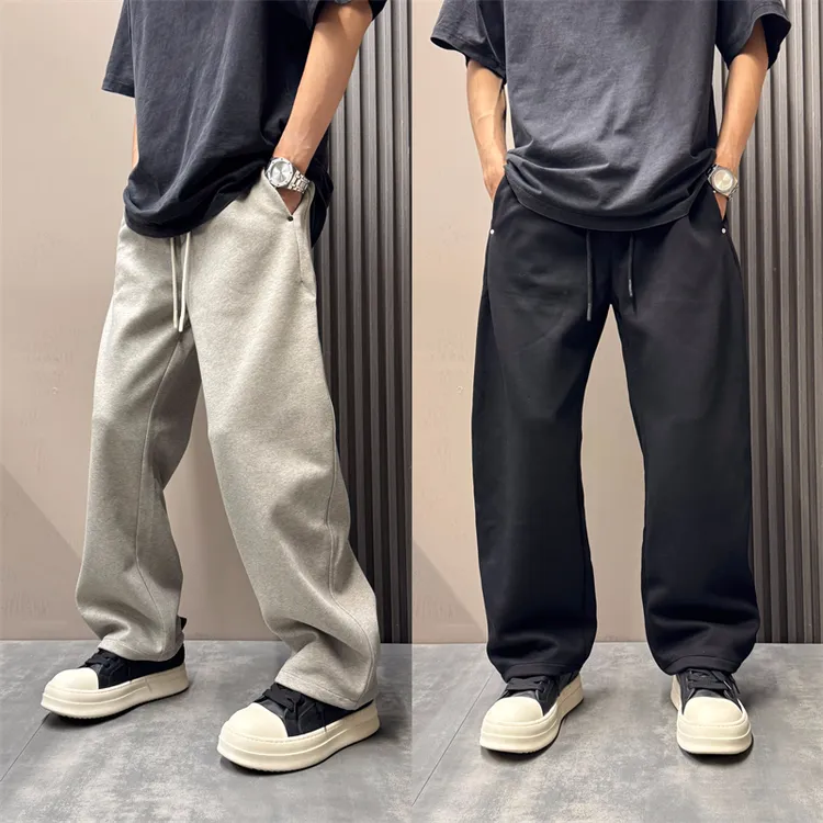 男士潮流痞帅百搭垂感直筒阔腿裤2025秋新款纯色简约高级感休闲裤