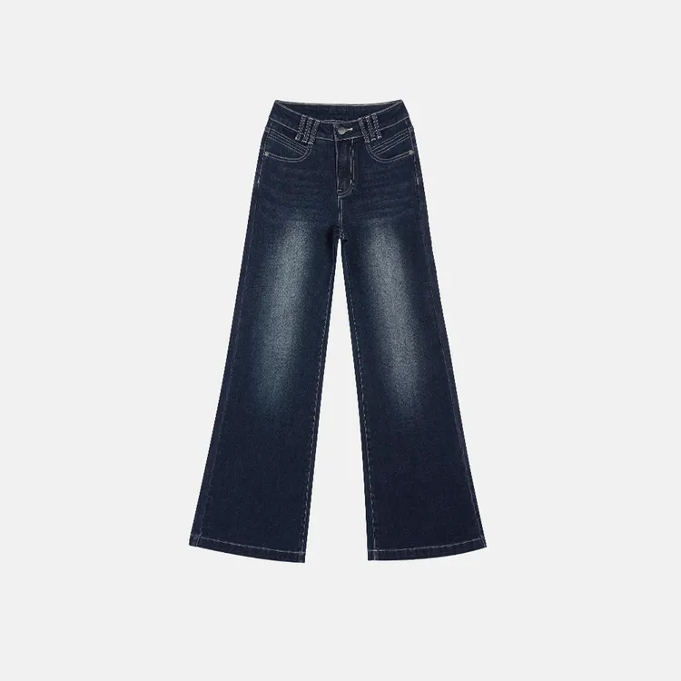 周洛希不贴腿微喇牛仔裤女25年新款显瘦蓝灰色水洗牛仔裤喇叭裤子